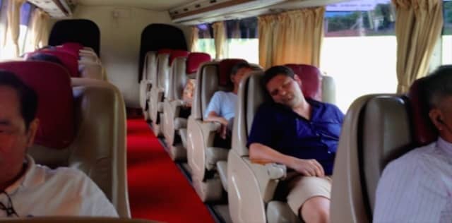 sleeping on bus