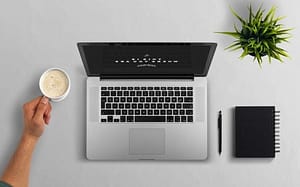 laptop and cup of coffee